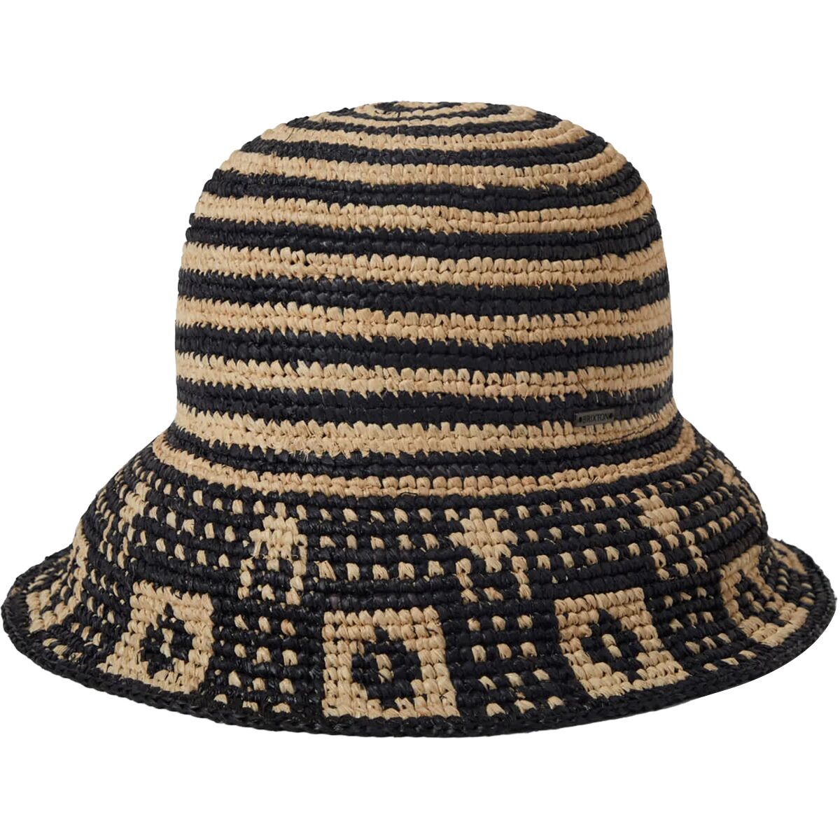Image of Brixton Redding Packable Straw Bucket Hat Black/Natural, XS/S