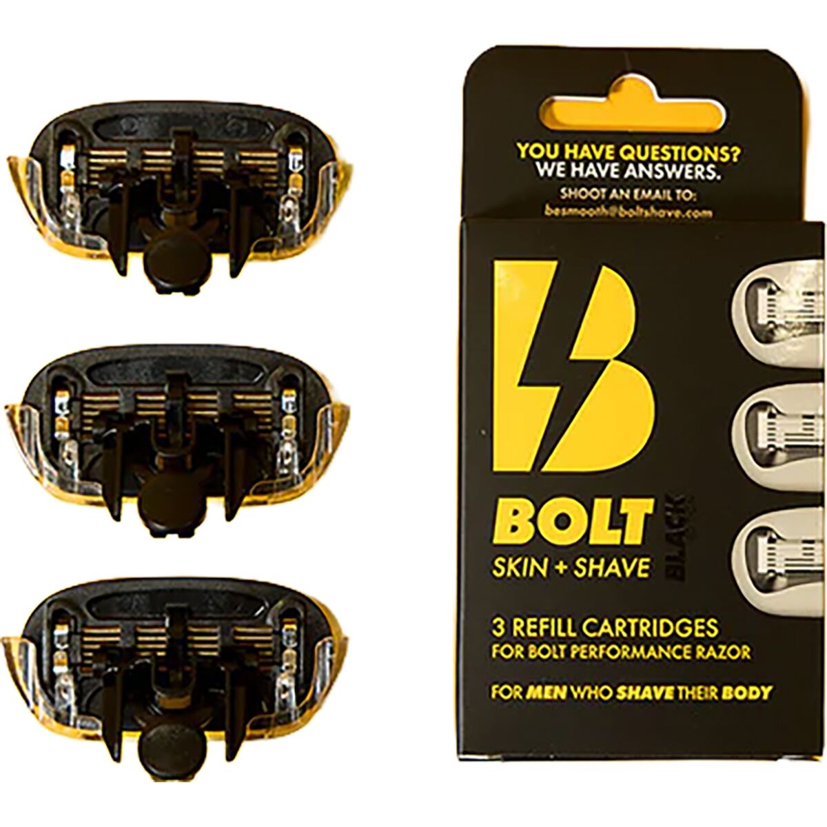 Image of BOLT Shave Skin + Shave Cartridge Refill Box BLACK EDITION Black, Pack of 3