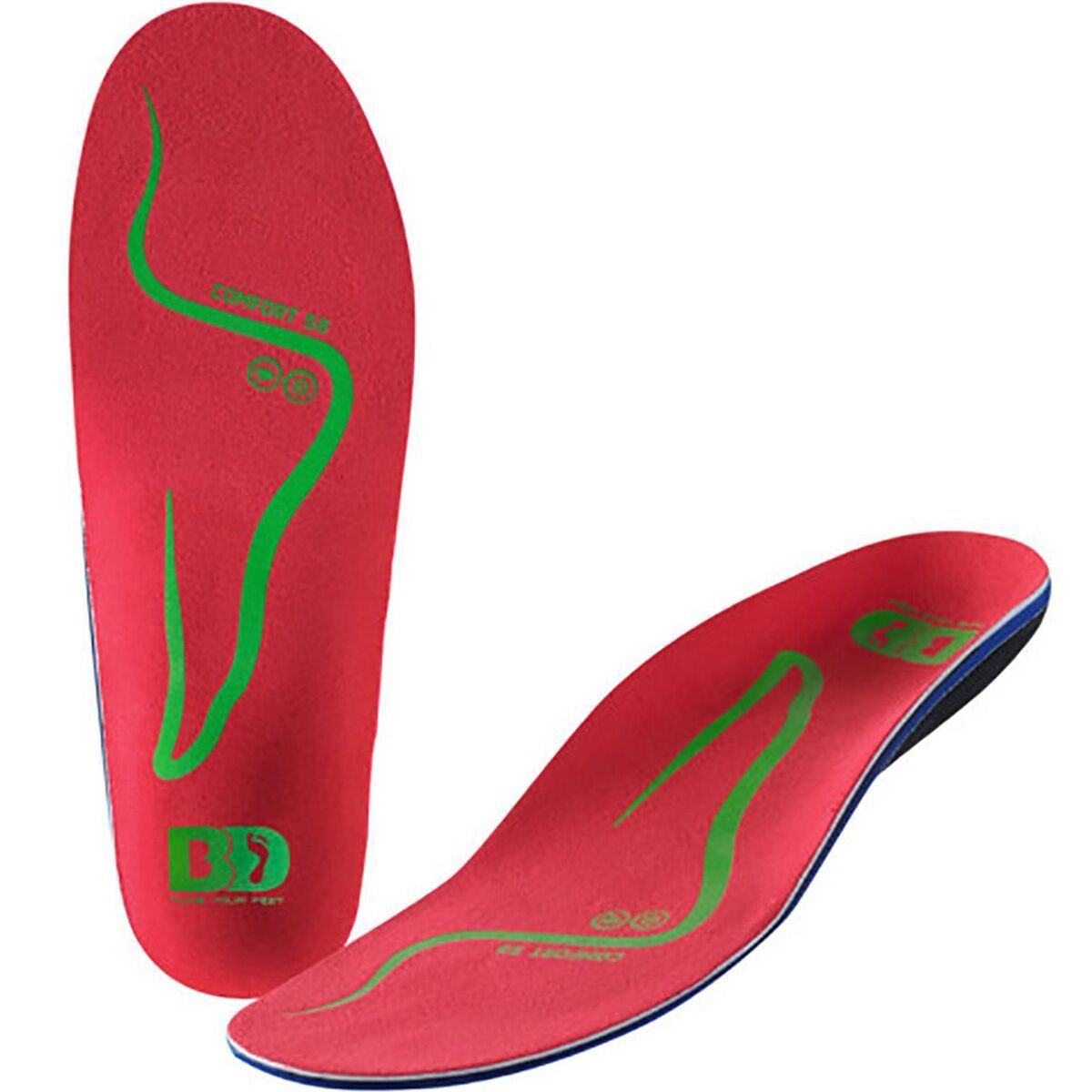 BootDoc Comfort S8 Insoles - Low Arch Red, 31.0/31.5