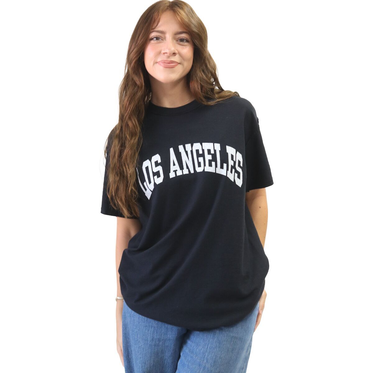 Image of Best Regards Los Angeles Varsity T-Shirt - Women's Black, S/M