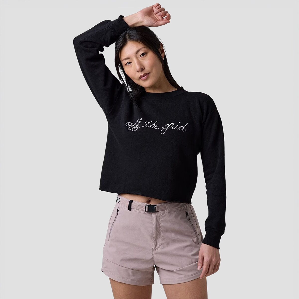 Image of Best Regards Off The Grid Cropped Chainstitch Sweatshirt - Women's Black, S/M