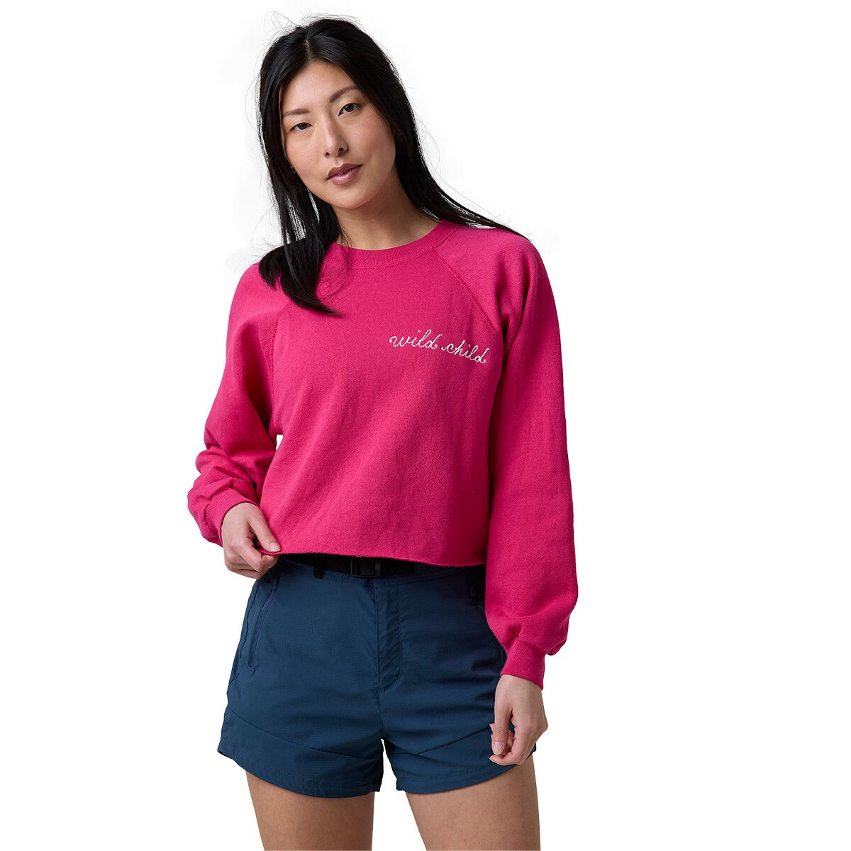 Best Regards Best Regards Wild Child Cropped Chainstitch Sweatshirt - Women's Pink, XL