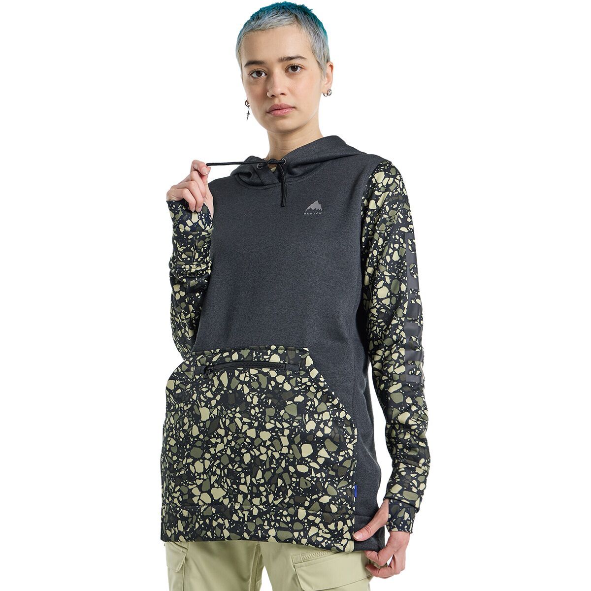 Burton Oak Long Pullover Hoodie - Women's True Black Heather/Sediment, L