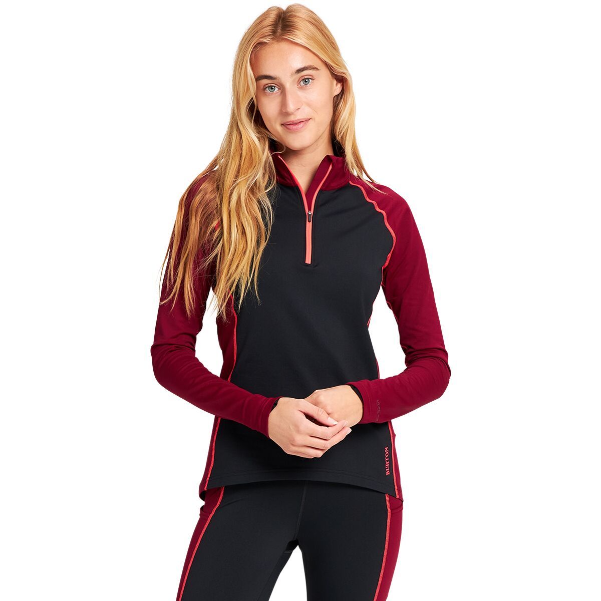 Burton Heavyweight X Base Layer 1/4-Zip Top - Women's Mulled Berry/True Black, S