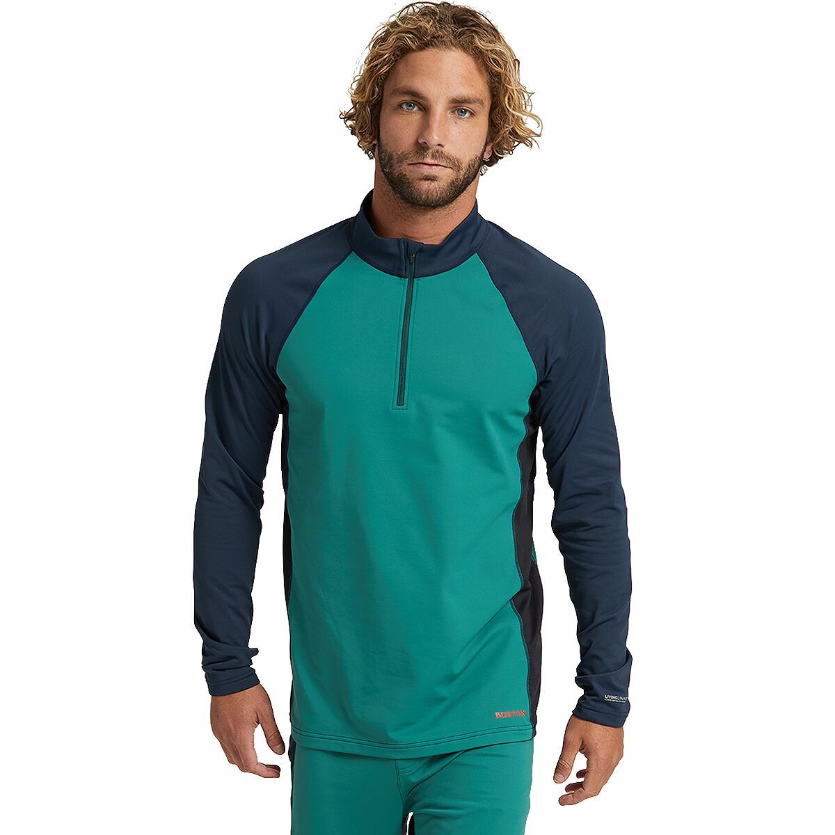 Burton Heavyweight X Baselayer 1/4-Zip Top - Men's Antique Green/Dress Blue, M