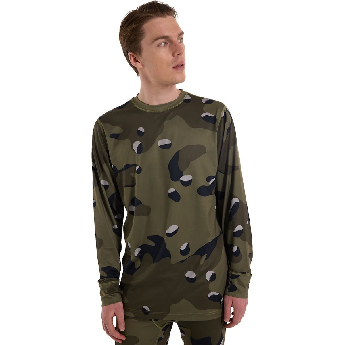 Burton Midweight Baselayer Crew Top - Men's Forest Moss Cookie Camo, XS