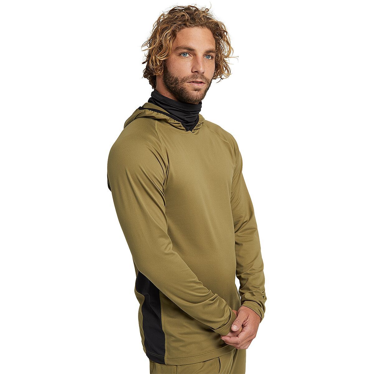 Burton Midweight X Baselayer Long Neck Hooded Top - Men's Martini Olive/True Black, S