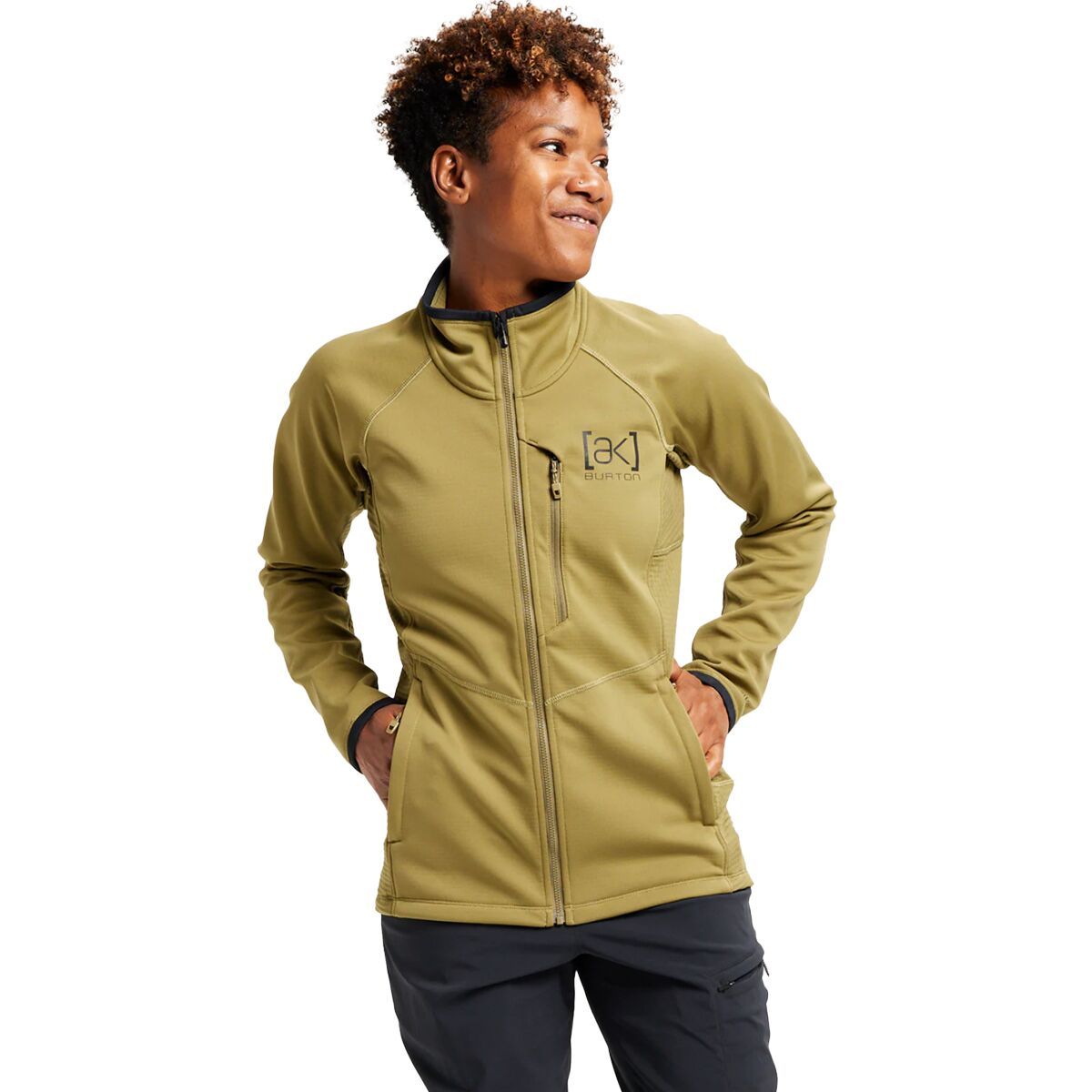 Burton AK Helium Grid Full-Zip Fleece Jacket - Women's Martini Olive, S