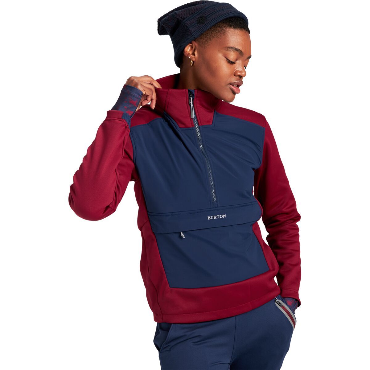 Burton Light Phase Hybrid Fleece Pullover - Women's Dress Blue/Mulled Berry, XS