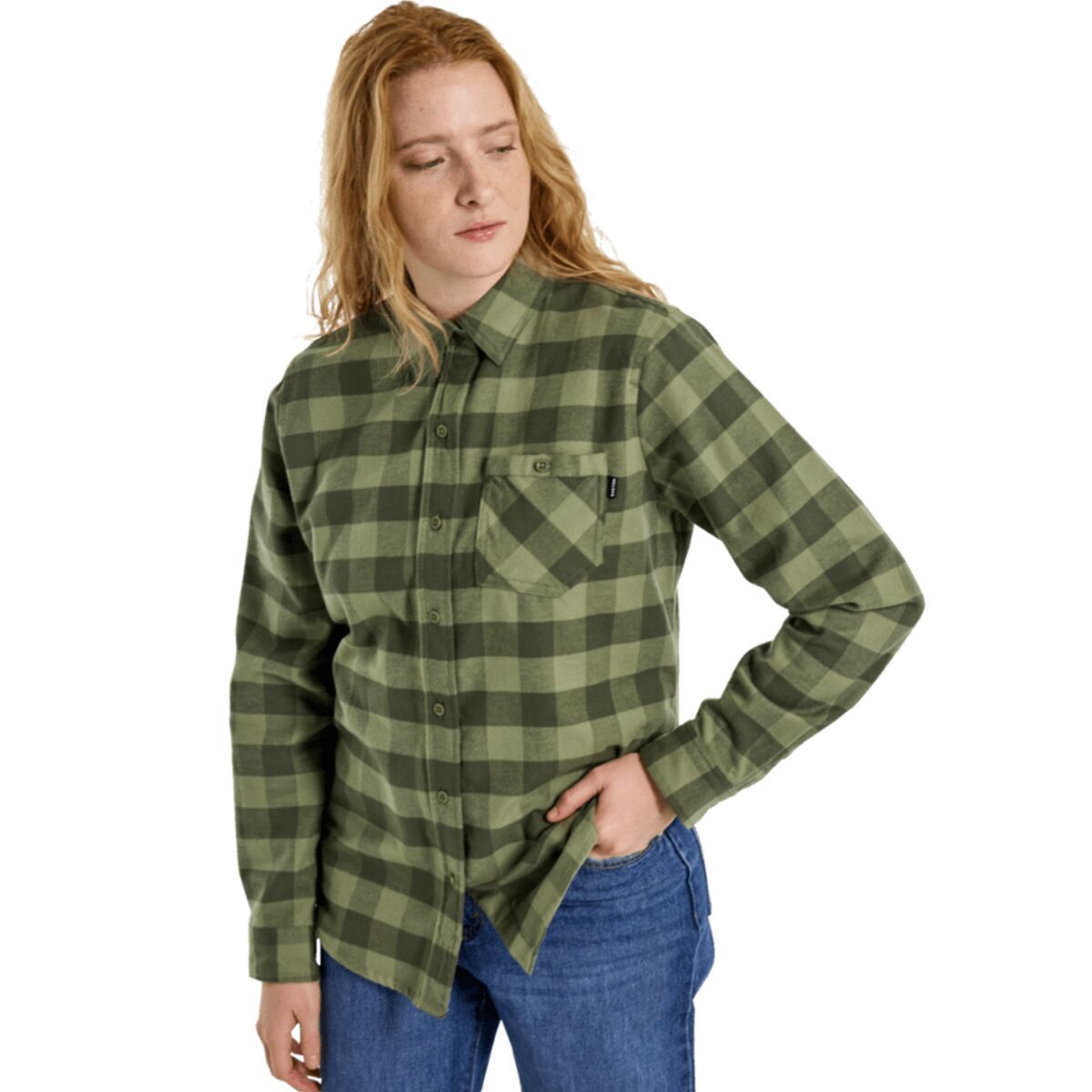 Burton Favorite Long-Sleeve Flannel - Women's Forest Moss Buffalo Plaid, XXS