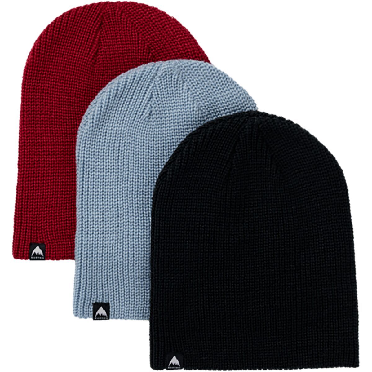Image of Burton Recycled DND Beanie - 3-Pack - Kids' True Black/Dusty Blue/Deep Red, One Size