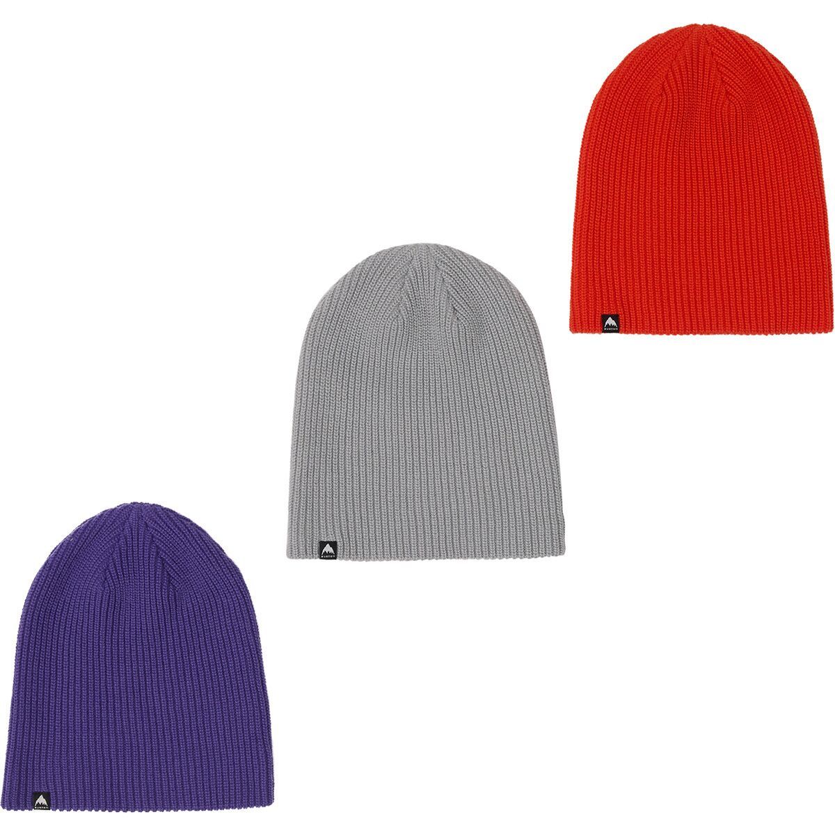 Image of Burton Recycled DND Beanie - 3-Pack Prism Violet/Fiesta Red/Gray Cloud, One Size