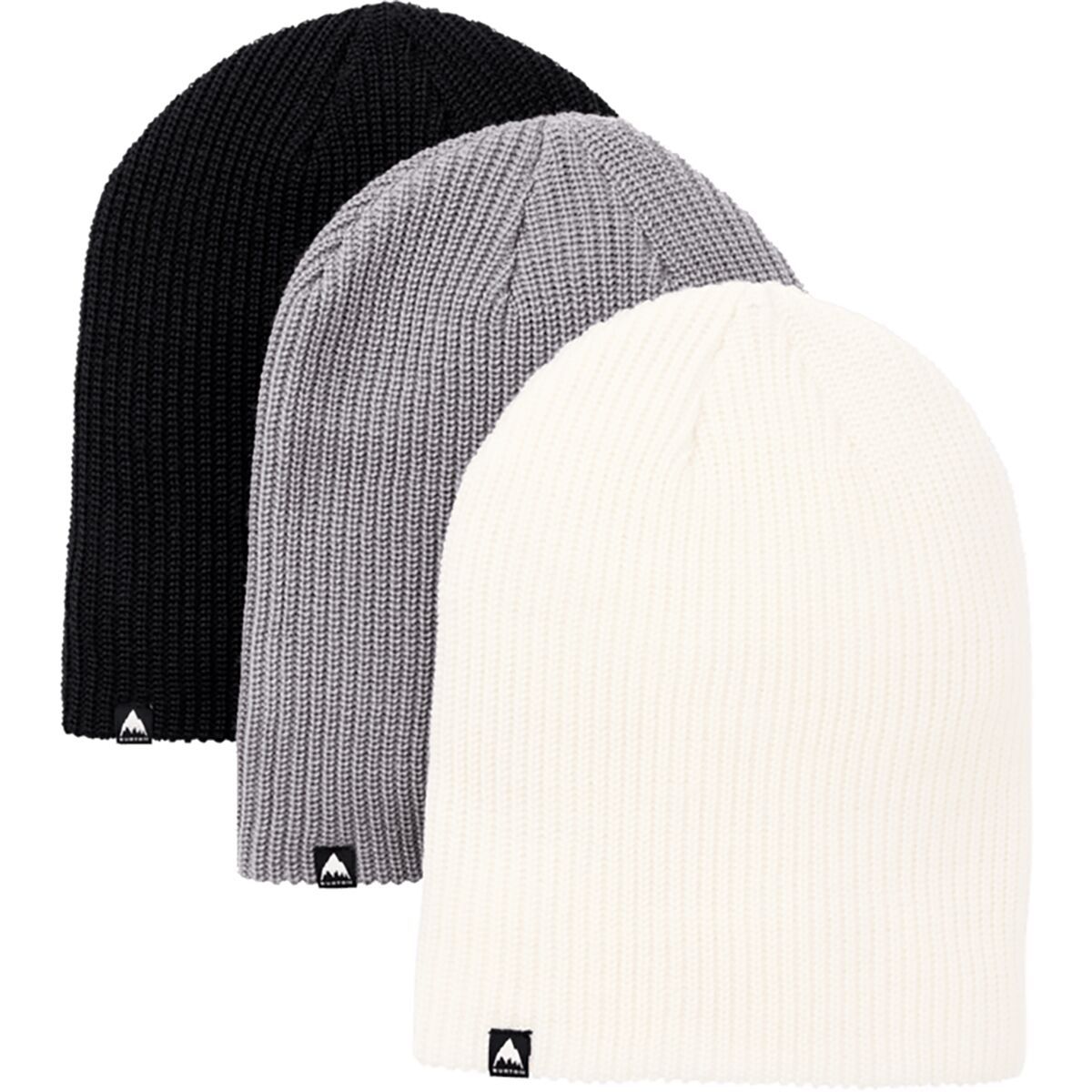 Image of Burton Recycled DND Beanie - 3-Pack True Black/Sharkskin/Stout White, One Size