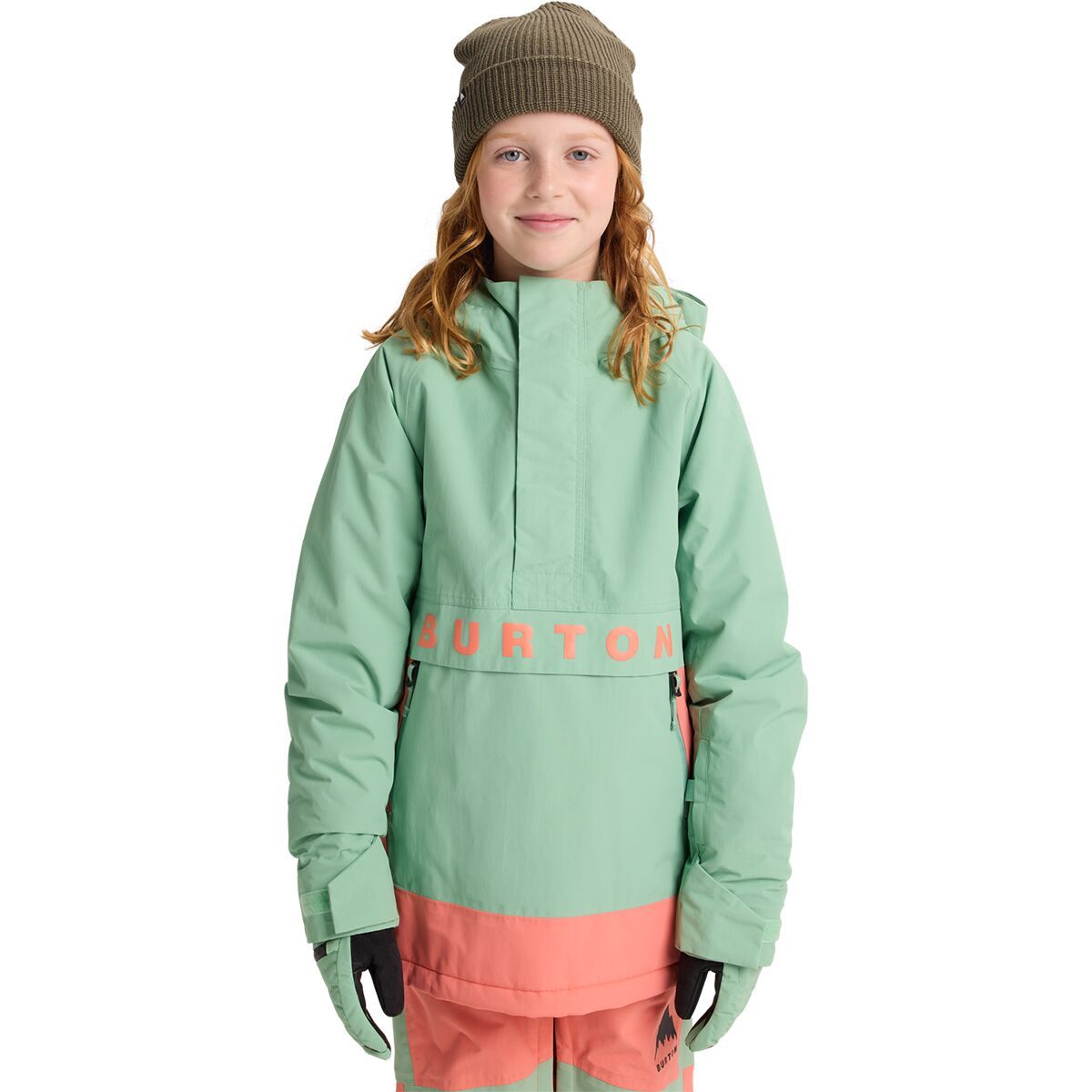Image of Burton Frostner 2L Anorak Jacket - Kids' Soft Sage/Peach Echo, L