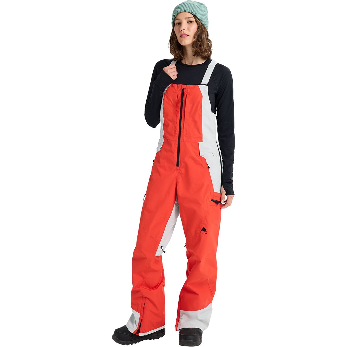 Image of Burton GORE-TEX Reserve Bib Pant - Women's Fiesta Red/Gray Cloud, S