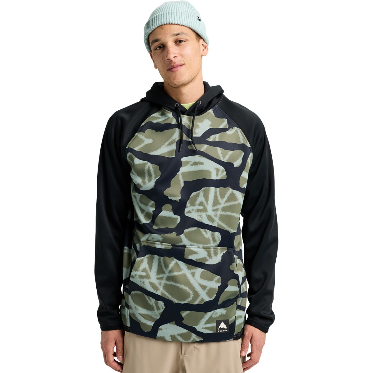 Image of Burton Crown Weatherproof Pullover Fleece Hoodie - Men's Graffiti Camo/True Black, S