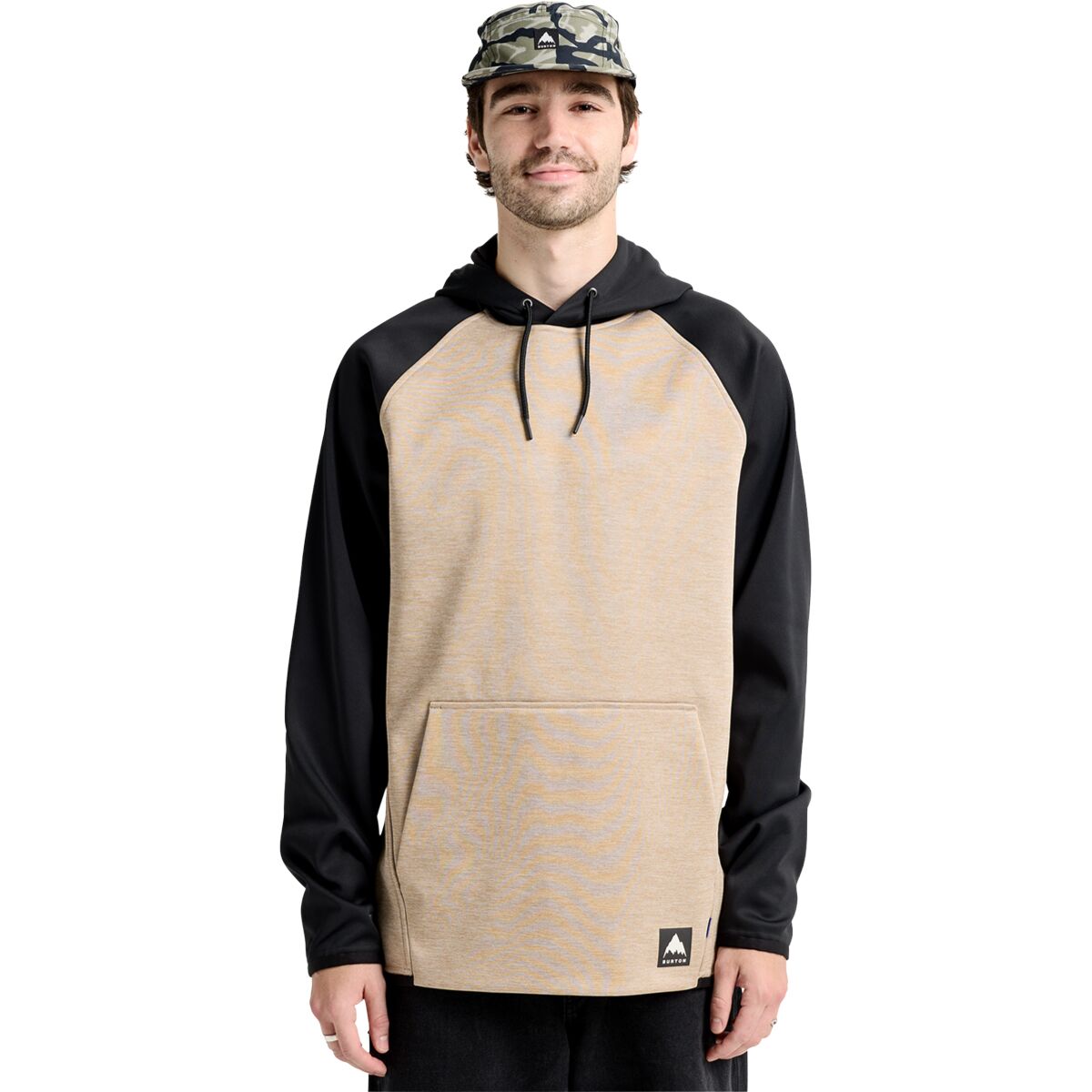 Image of Burton Crown Weatherproof Pullover Fleece Hoodie - Men's Summit Taupe Heather/True Black, XXL