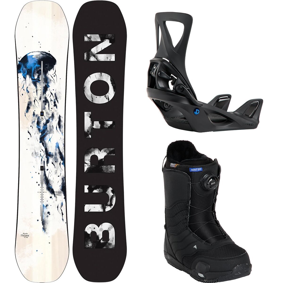 Image of Burton Feelgood Snowboard + Step On Package - Women's Jellyfish, 149cm, 7.5