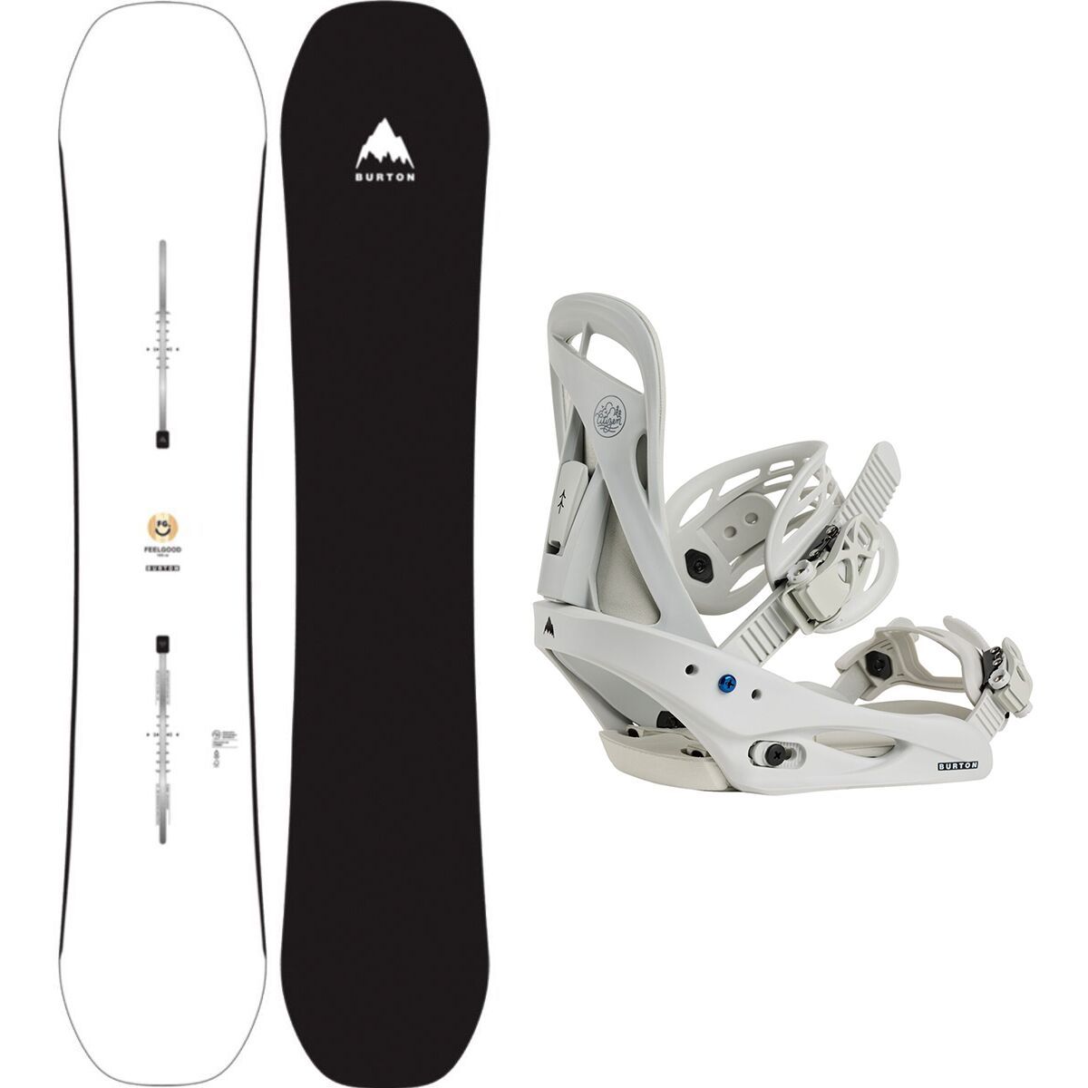 Image of Burton Feelgood Snowboard + Citizen Re:Flex Binding - Women's White/Gray Cloud, 142cm, L