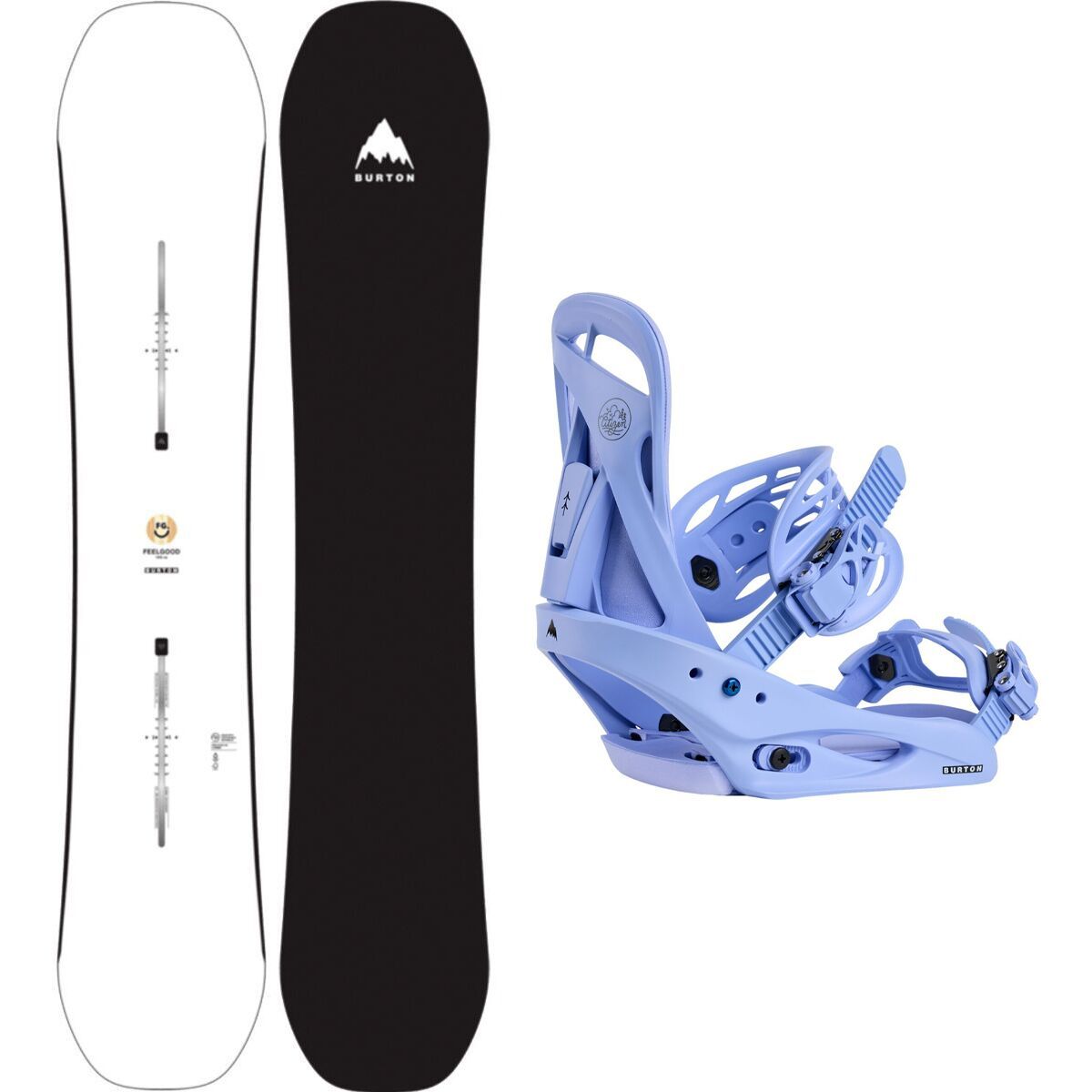 Image of Burton Feelgood Snowboard + Citizen Re:Flex Binding - Women's White/Periwinkle, 142cm, L
