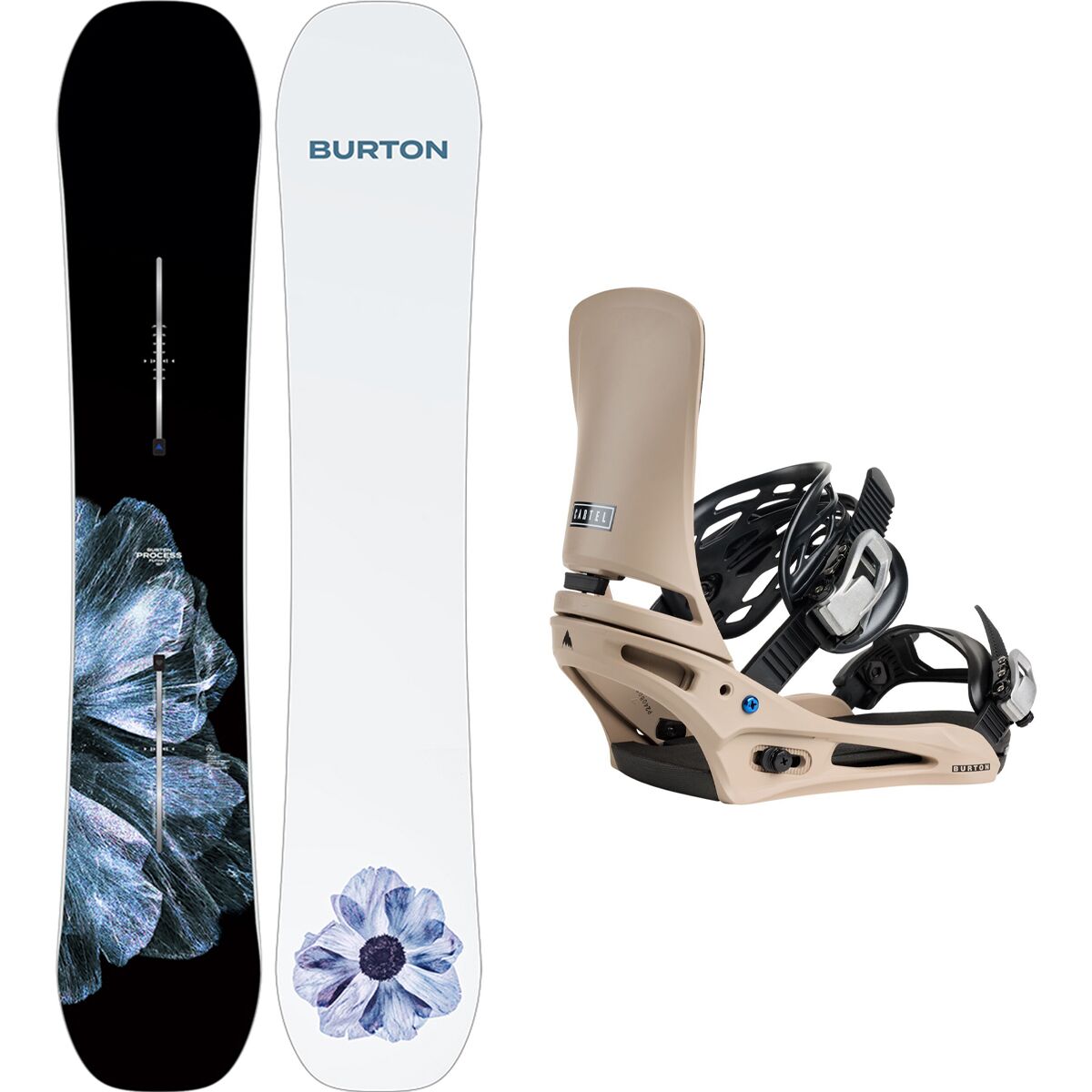 Burton Burton Process Flying V Snowboard + Cartel Re:Flex Binding One Color/Summit Taupe, 155cm wide, M