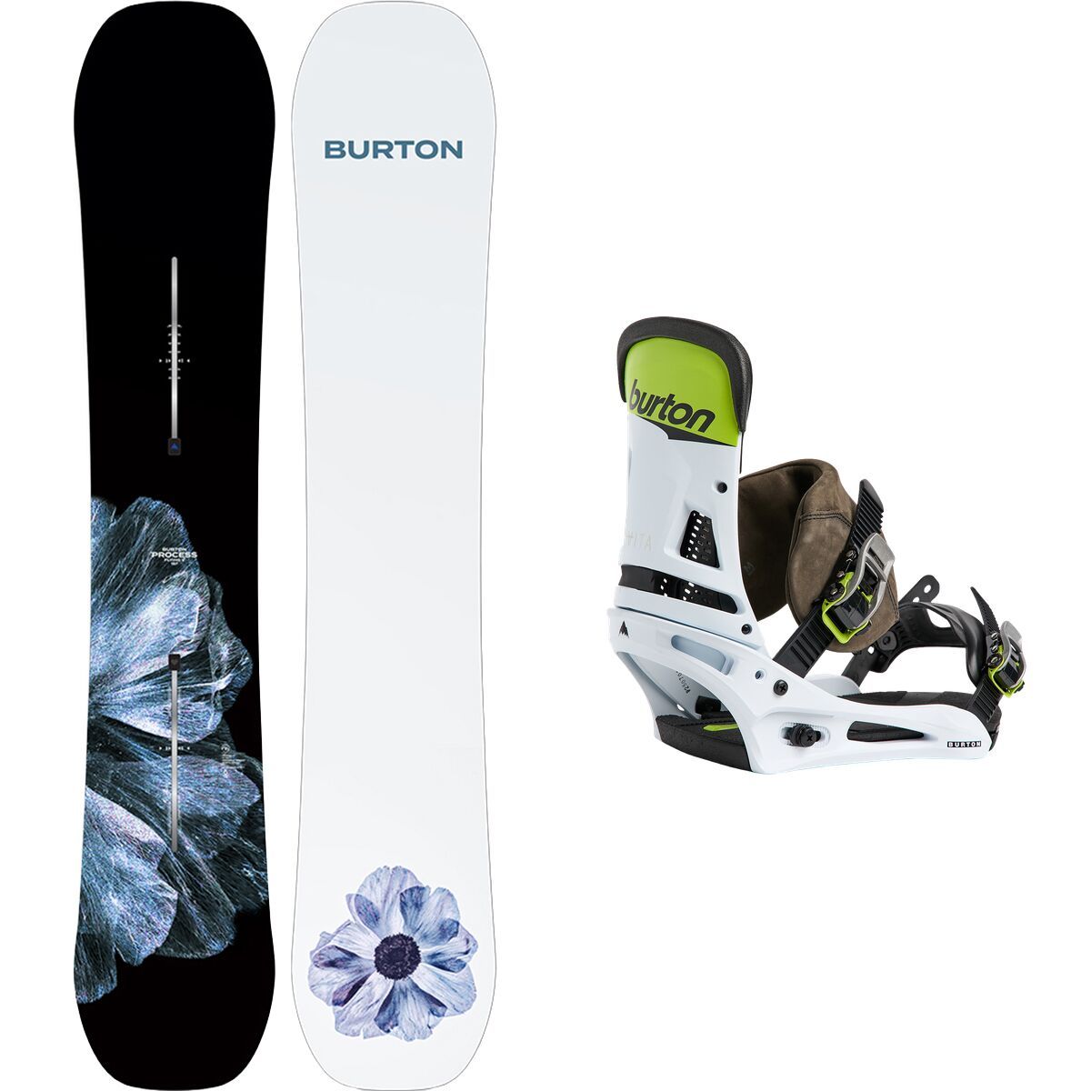 Image of Burton Process Flying V Snowboard + Malavita Re:Flex Binding One Color/Green/White/Black, 152cm, L