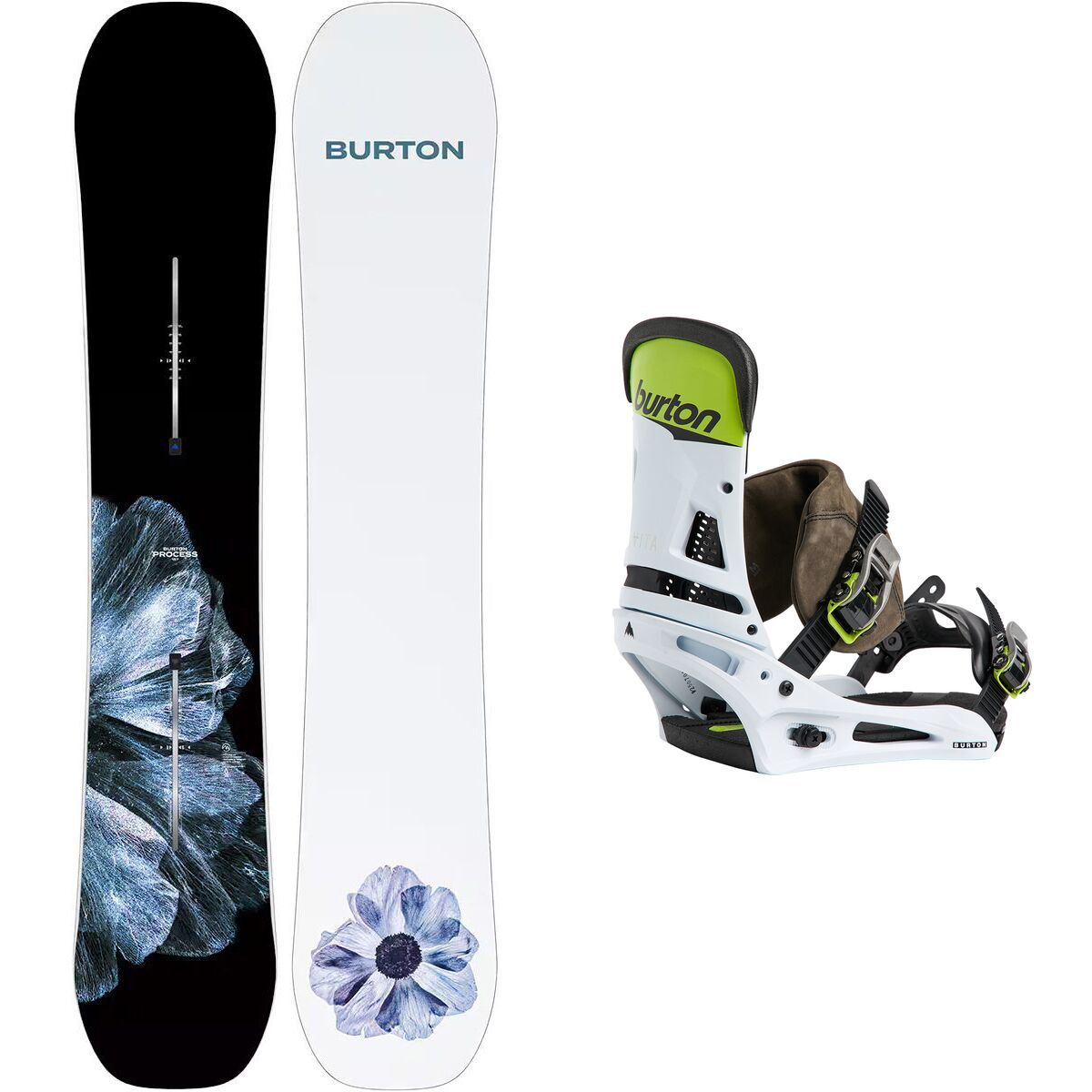Image of Burton Process Snowboard + Malavita Re:Flex Binding One Color/Green/White/Black, 162cm, L