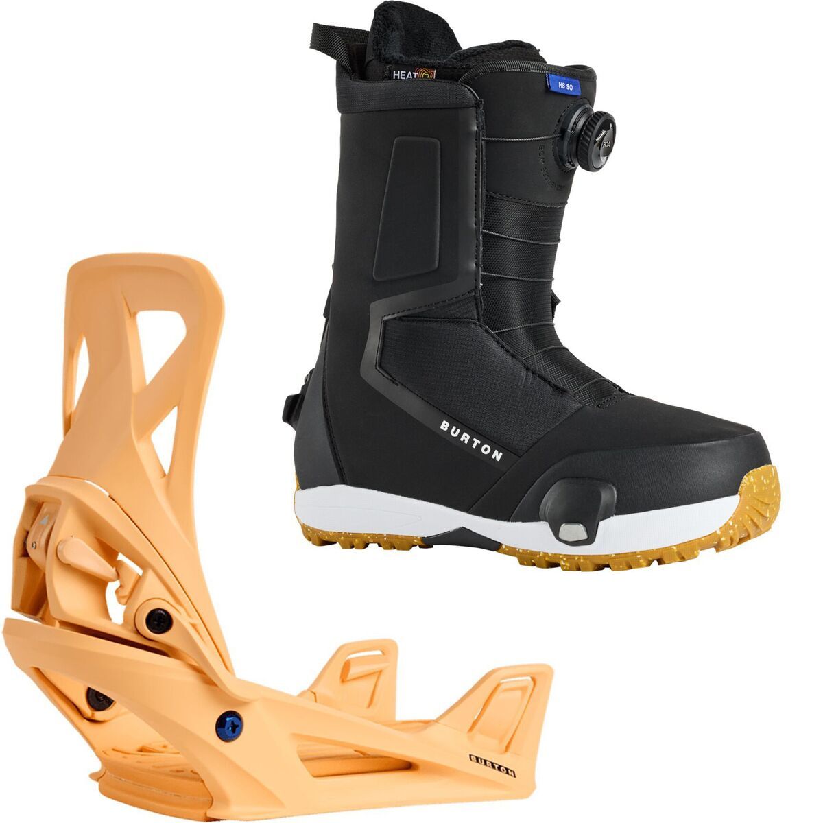 Image of Burton Highshot Step On Snowboard Boot + Step On Re:Flex Binding Black, Orange Cream, 10.5/M