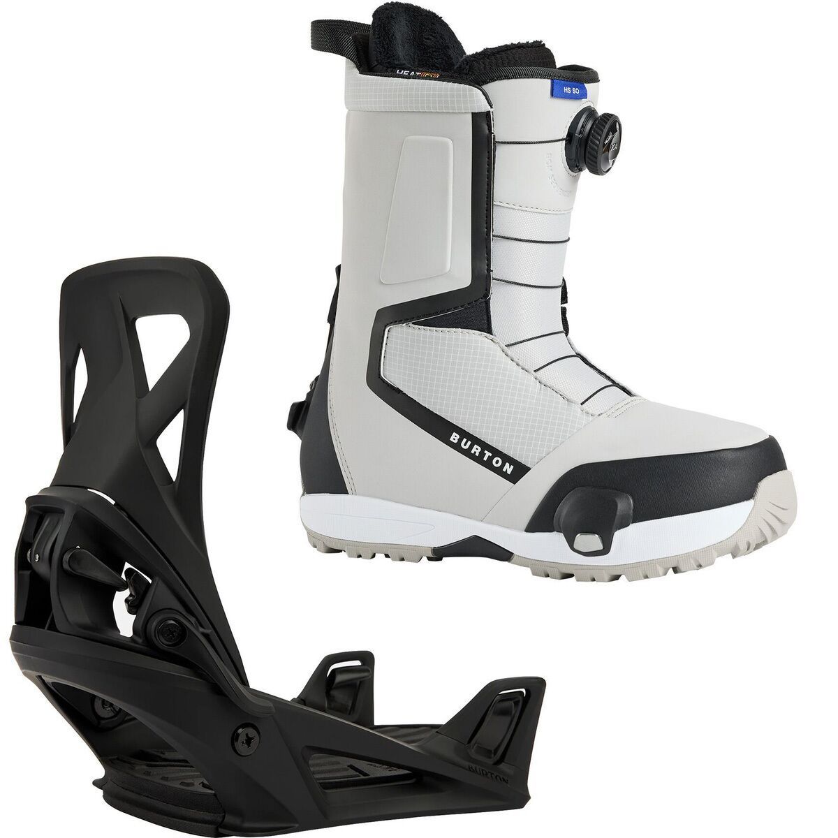 Image of Burton Highshot Step On Snowboard Boot + Step On Re:Flex Binding Gray Cloud, Black, 14.0/XL