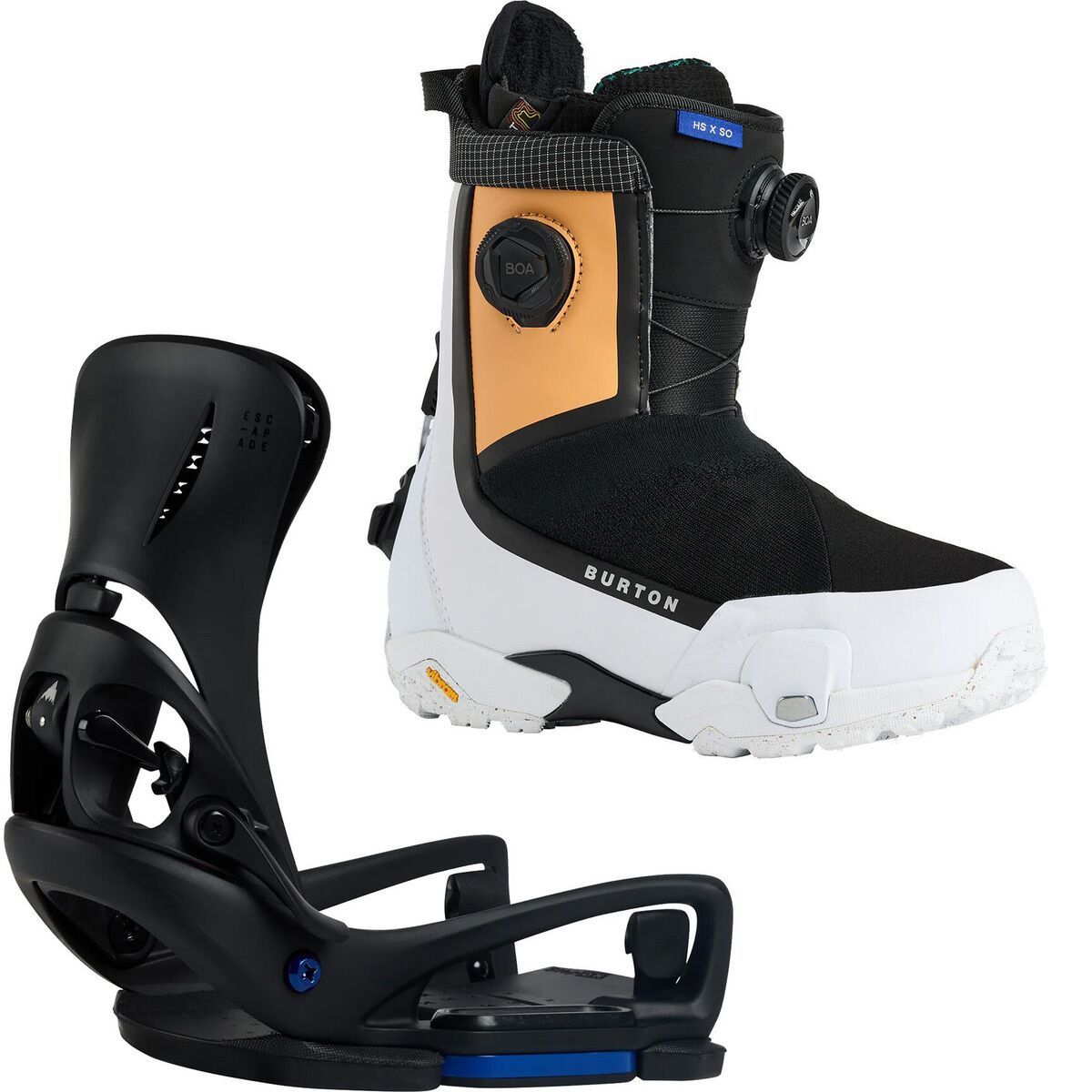 Image of Burton Highshot X Step On Boot + Step On Escapade EST Binding Orange Cream/Multi, Black, 7.5/M