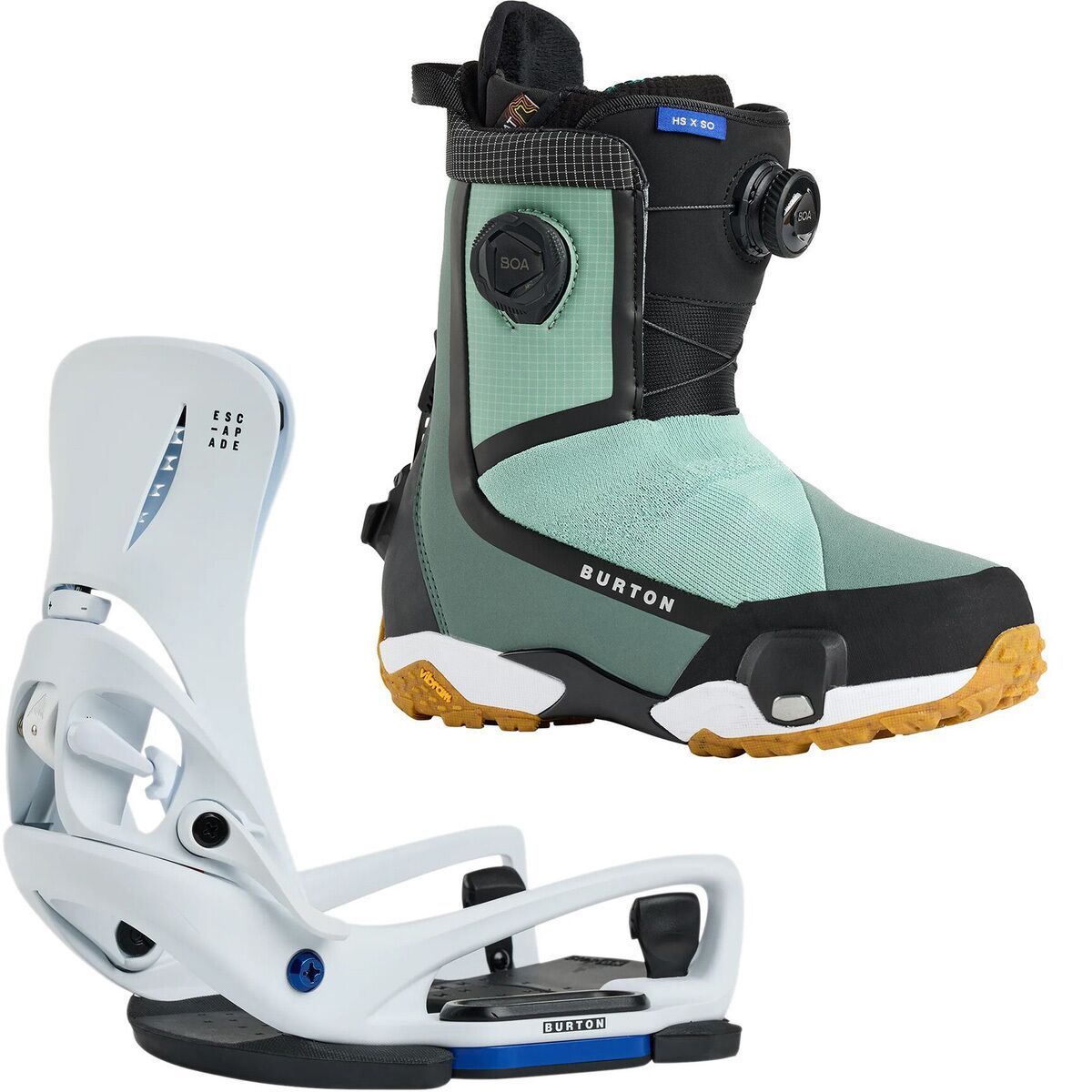 Image of Burton Highshot X Step On Boot + Step On Escapade EST Binding Sage Green, White, 6.5/M