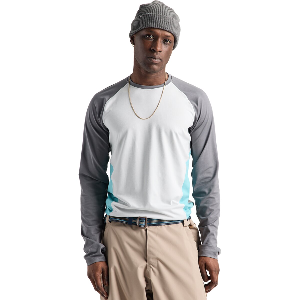 Image of Burton Synthetic Midweight Baselayer Crew Top - Men's Gray Cloud/Gotham Gray/Mineral Blue, S