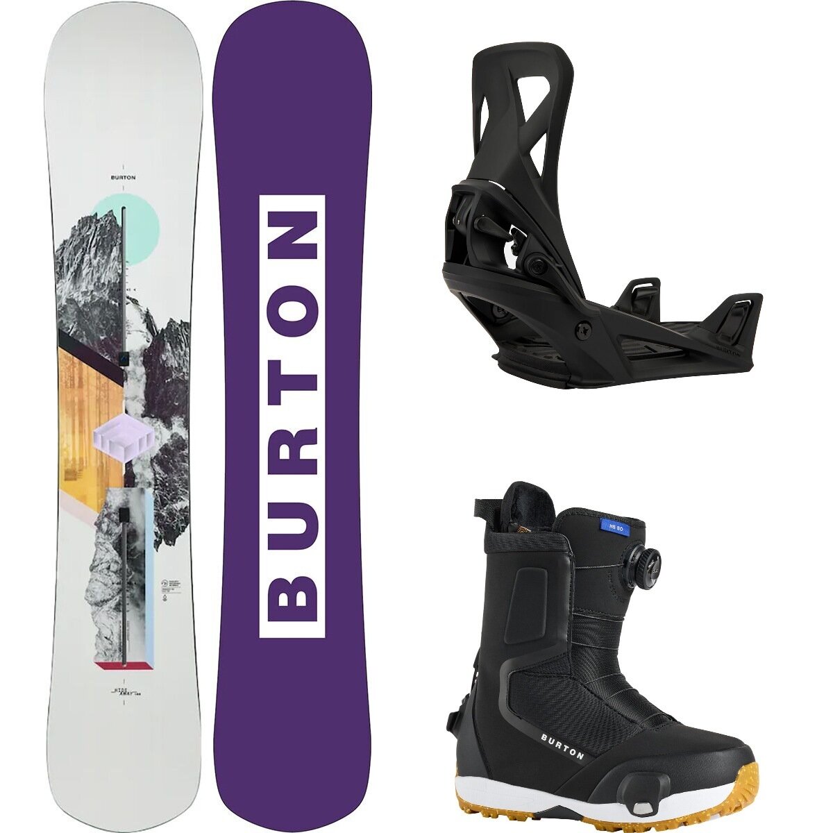Image of Burton Hideaway Snowboard + Step On Re:Flex Binding + Highshot Boot One Color, Black, Black, 144cm, S, 7.0