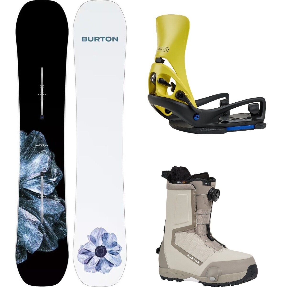 Image of Burton Process Snowboard + Cartel X EST Binding + Highshot Boot One Color, Atomic Yellow, 162cm, L, 11.0