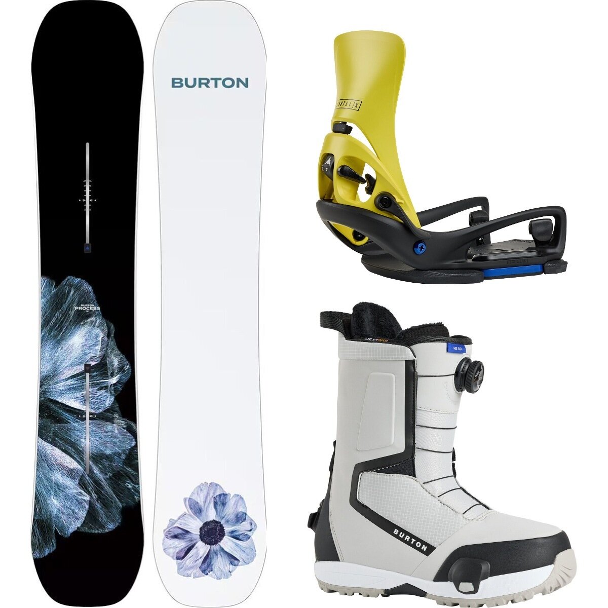 Image of Burton Process Snowboard + Cartel X EST Binding + Highshot Boot One Color, Atomic Yellow, 162cm, L, 12.0