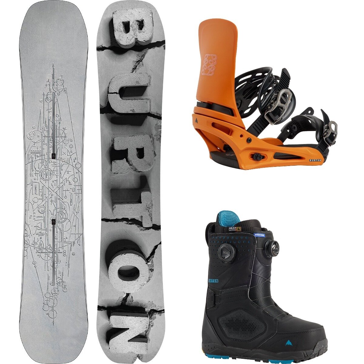 Image of Burton Custom X Camber w/ Photon BOA + Cartel X Snowboard Package Etched,Goldfish Orange,Black, 150cm,L,10