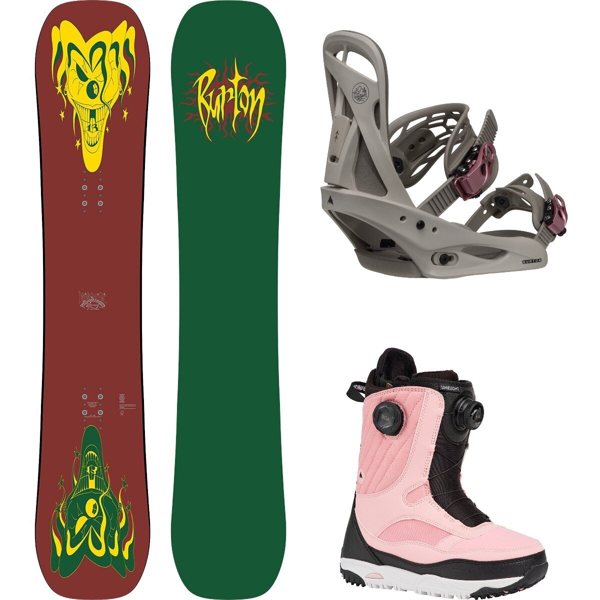Image of Burton Pretty Good Company w/ Limelight Boa + Citizen Re:Flex Pkg Joker,Chinchilla Gray,Black/Pink, 148cm,L,9.5