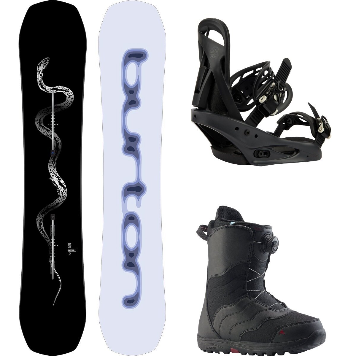 Image of Burton Spellbinder w/ Mint BOA + Citizen Re:Flex Snowboard Package Serpent,Black,Black, 150cm,M,7.5