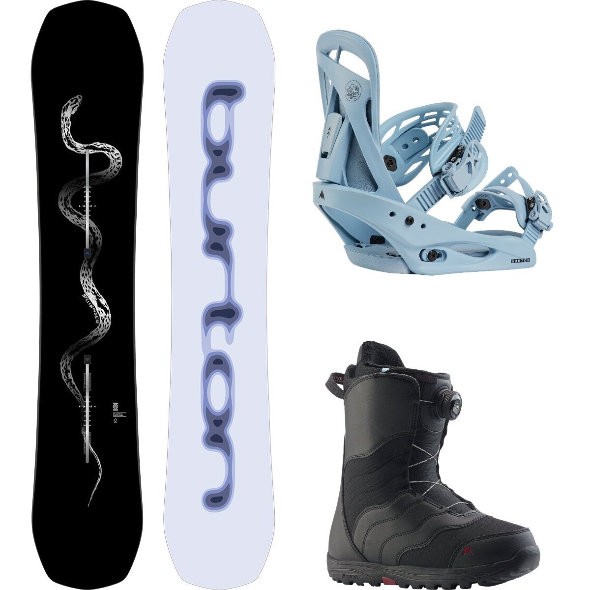 Image of Burton Spellbinder w/ Mint BOA + Citizen Re:Flex Snowboard Package Serpent,Airstrm Blu,Black, 153cm,M,8