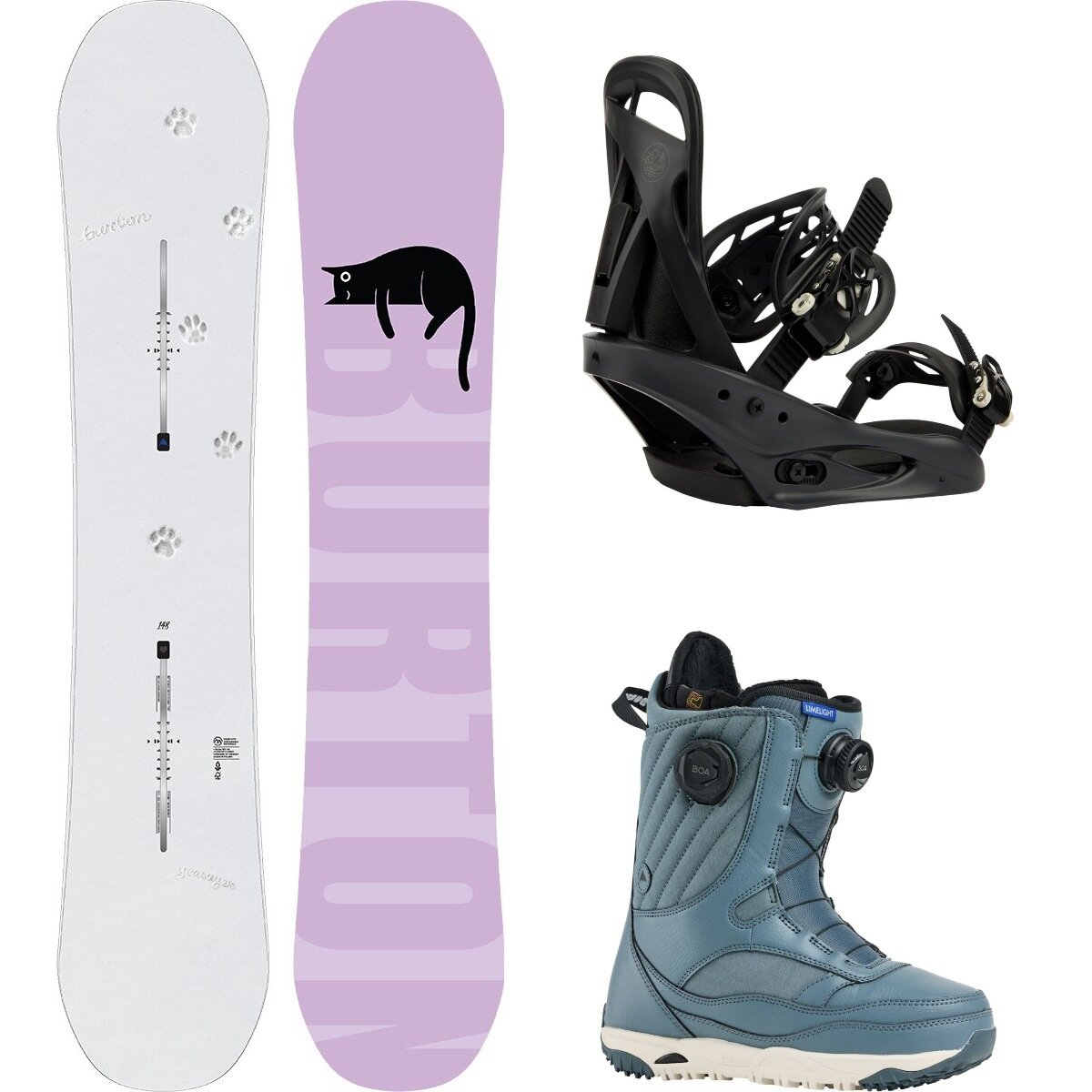 Image of Burton Yeasayer w/ Limelight Boa + Citizen Re:Flex Snowboard Pkg Paws,Black,Pewter, 140cm,L,10