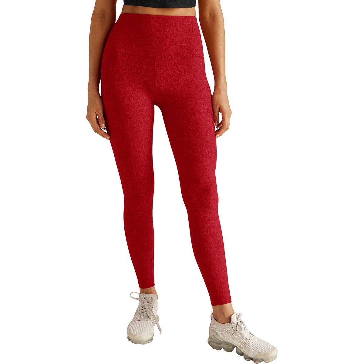 Image of Beyond Yoga High Wasted Print Midi Legging - Women's Ruby Red Heather, XL