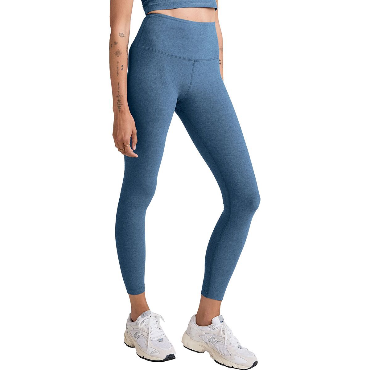 Image of Beyond Yoga Spacedye Caught In The Midi High Waisted Legging - Women's Washed Denim, XL