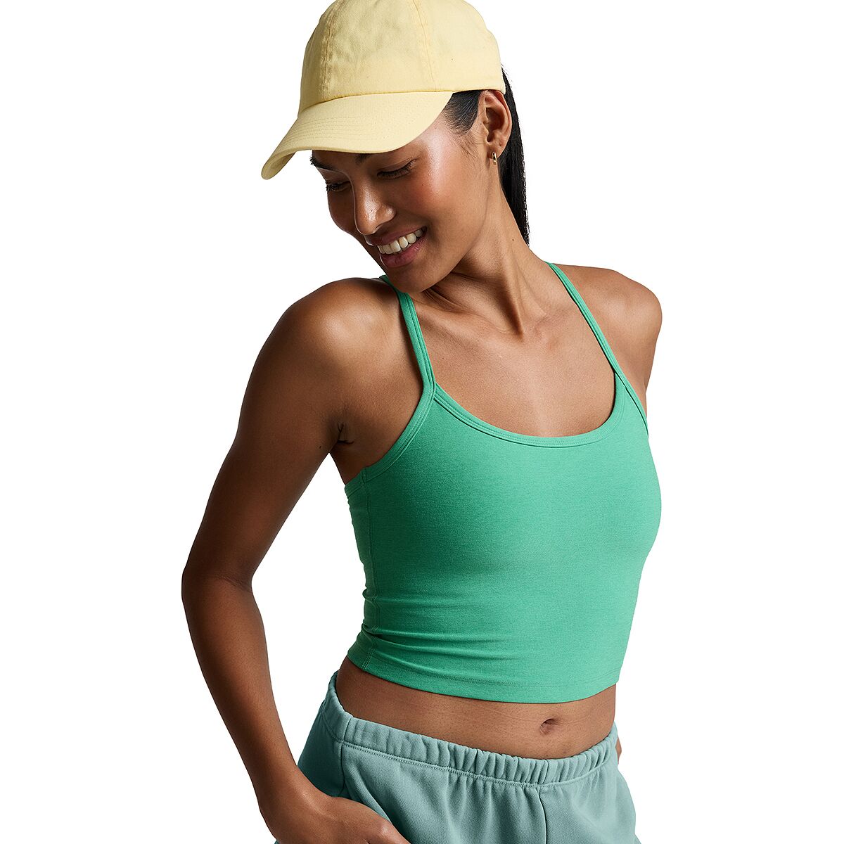 Image of Beyond Yoga Spacedye Slim Racerback Cropped Tank Top - Women's Bright Emerald Heather, M