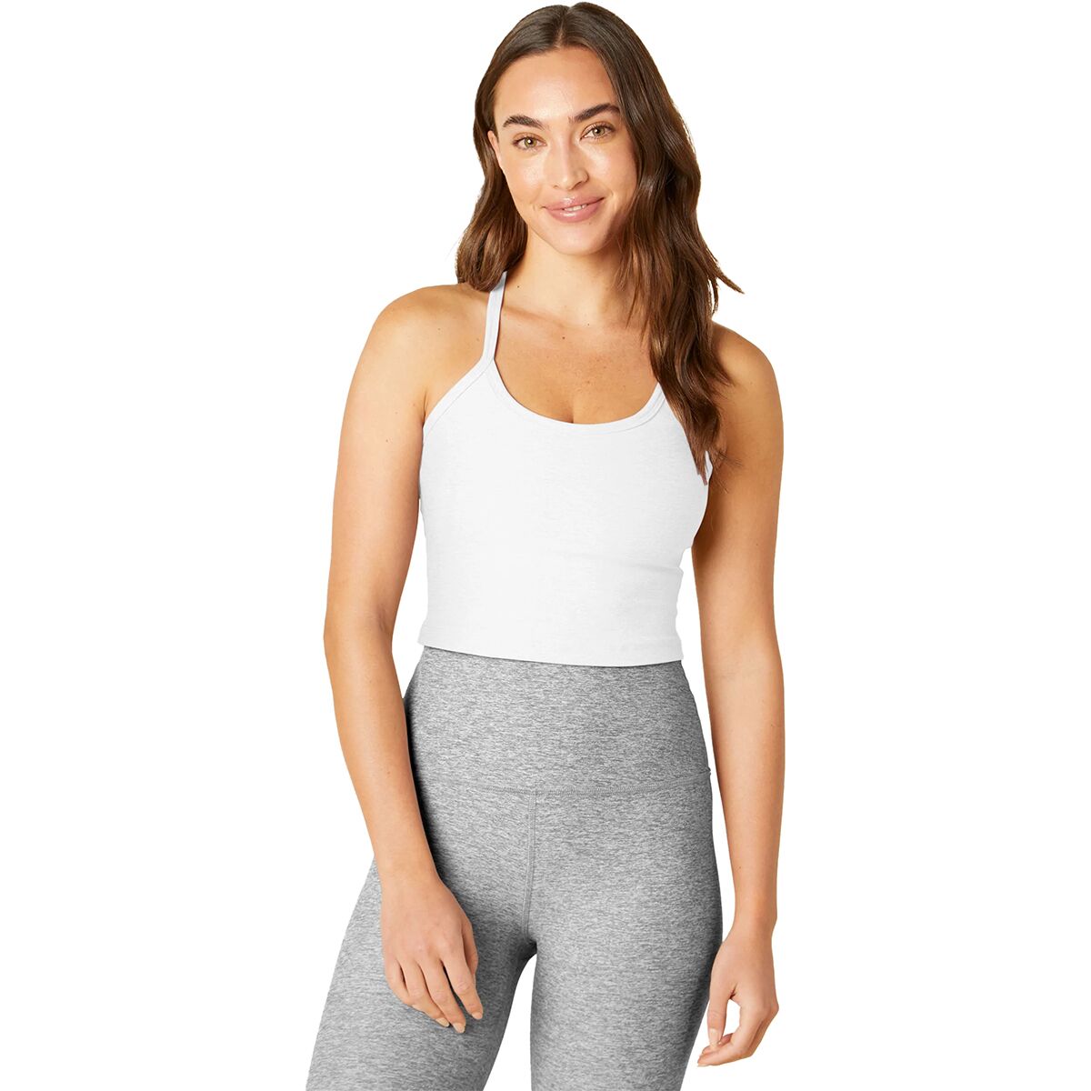 Image of Beyond Yoga Spacedye Slim Racerback Cropped Tank Top - Women's Cloud White, M