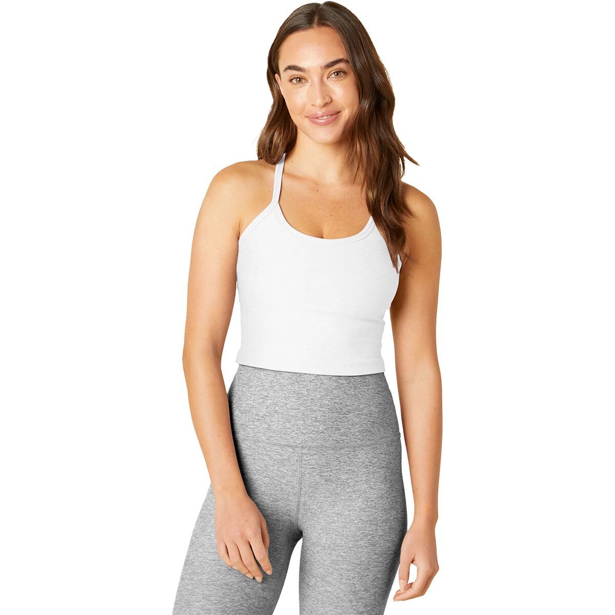 Image of Beyond Yoga Spacedye Slim Racerback Cropped Tank Top - Women's Cloud White, L