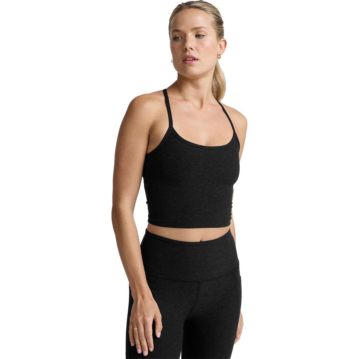 Image of Beyond Yoga Spacedye Slim Racerback Cropped Tank Top - Women's Darkest Night, S