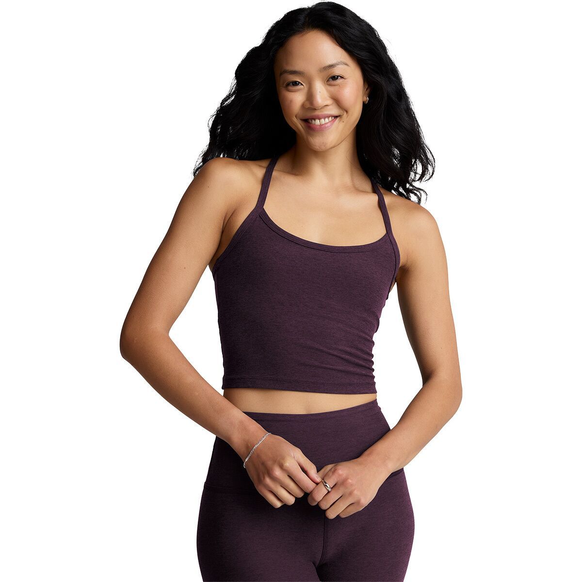 Image of Beyond Yoga Spacedye Slim Racerback Cropped Tank Top - Women's Eggplant Purple Heather, XS