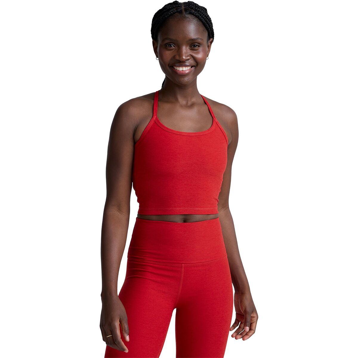 Image of Beyond Yoga Spacedye Slim Racerback Cropped Tank Top - Women's Holly Red Heather, L