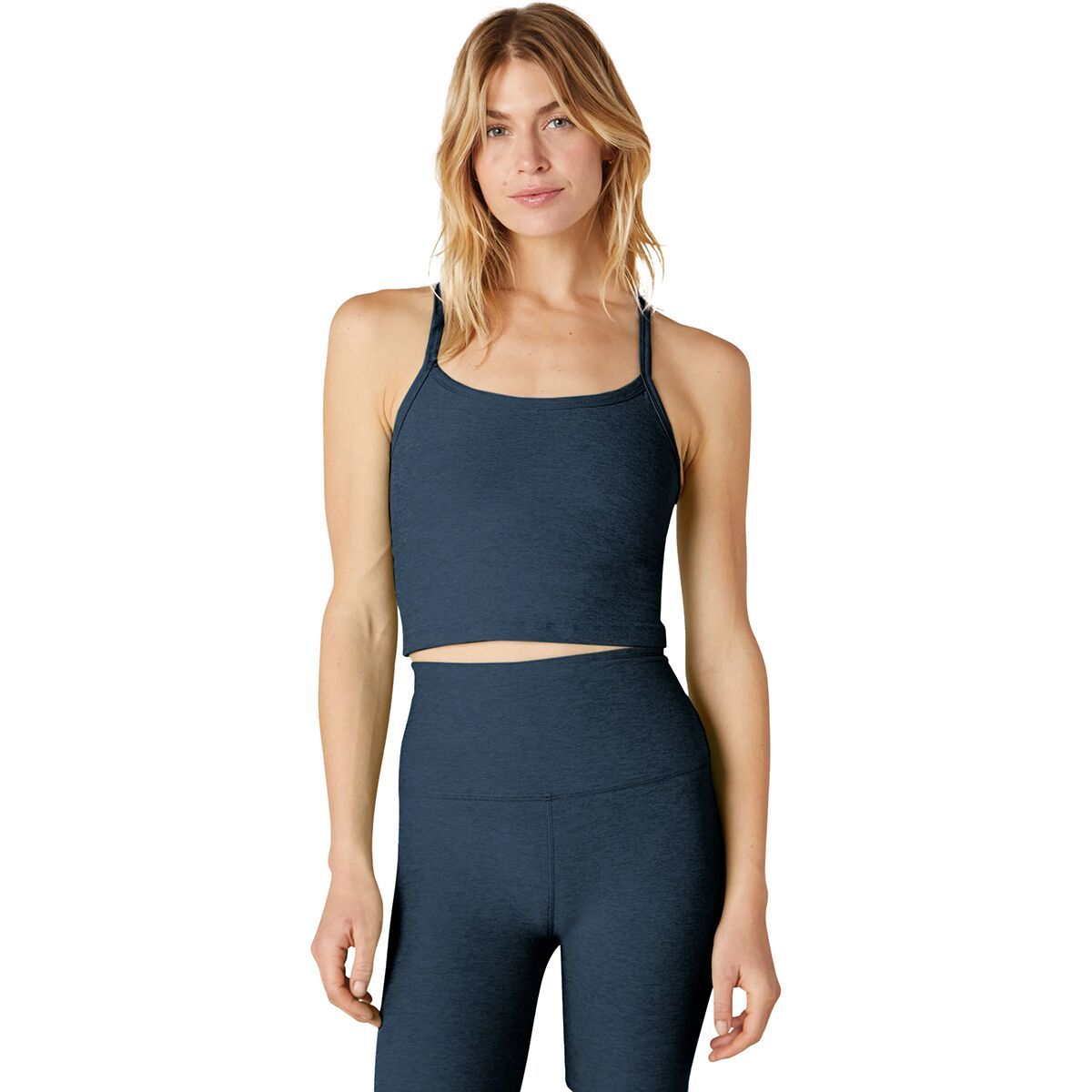 Image of Beyond Yoga Spacedye Slim Racerback Cropped Tank Top - Women's Nocturnal Navy, L
