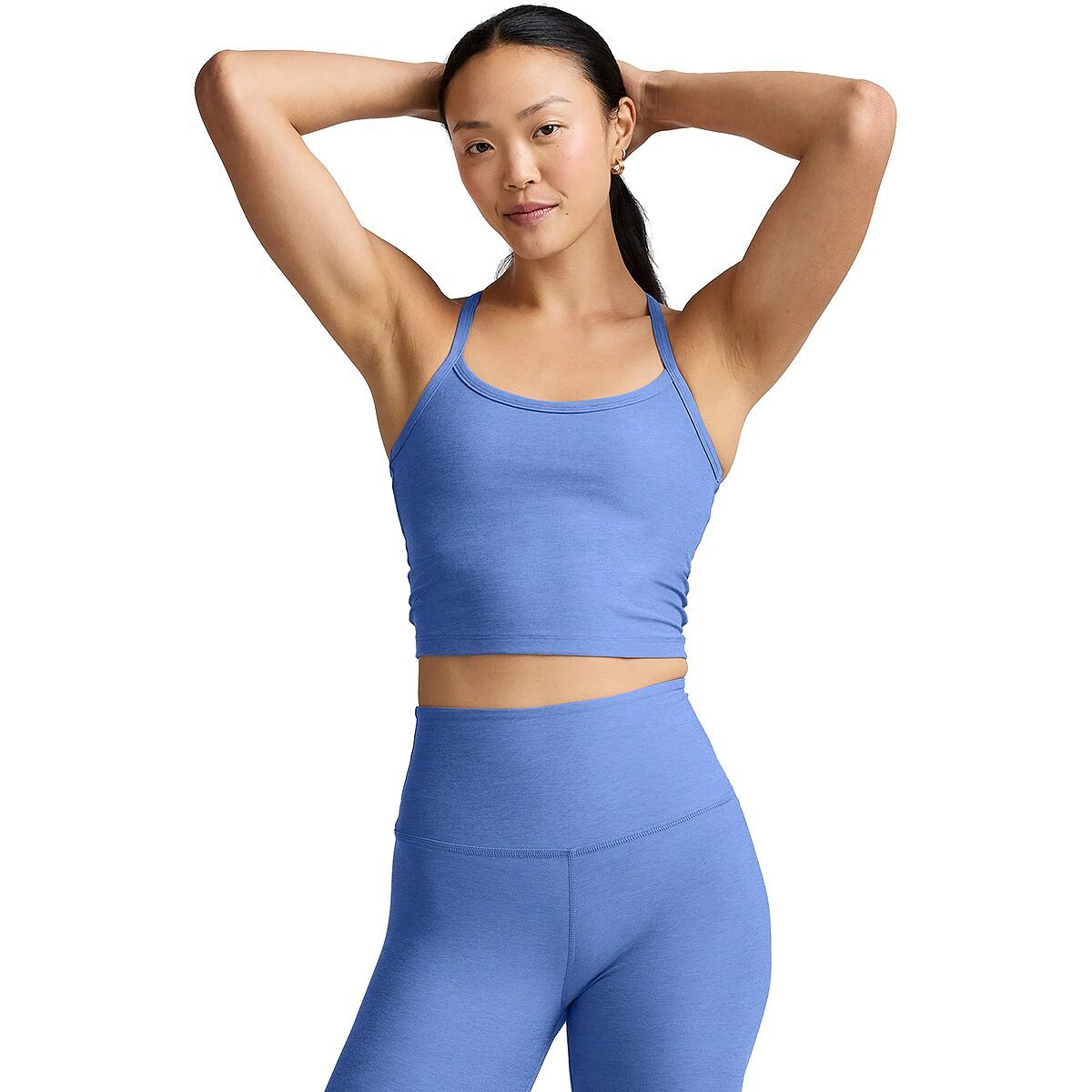 Image of Beyond Yoga Spacedye Slim Racerback Cropped Tank Top - Women's Wild Flower Blue Heather, S
